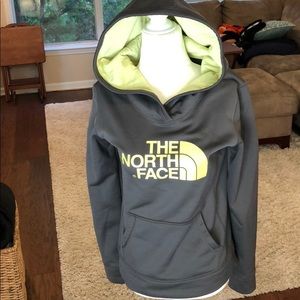 The North Face gray & yellow hoodie, like new!